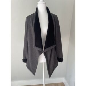 Chicos Zenergy Open Front Cardigan 0 Gray Black Cozy Athleisure Sweater S Travel